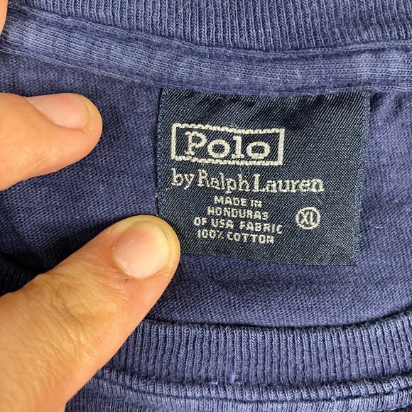 Polo Ralph Lauren T-Shirt Mens Size XL Navy Long Sleeve Crew Neck Logo Tee - Picture 2 of 8